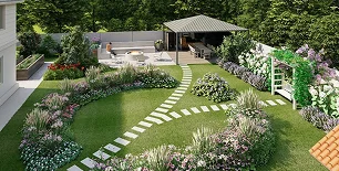 zāliena ieklāšana, apgaismojuma uzstādīšana un teritorijas labiekārtošana